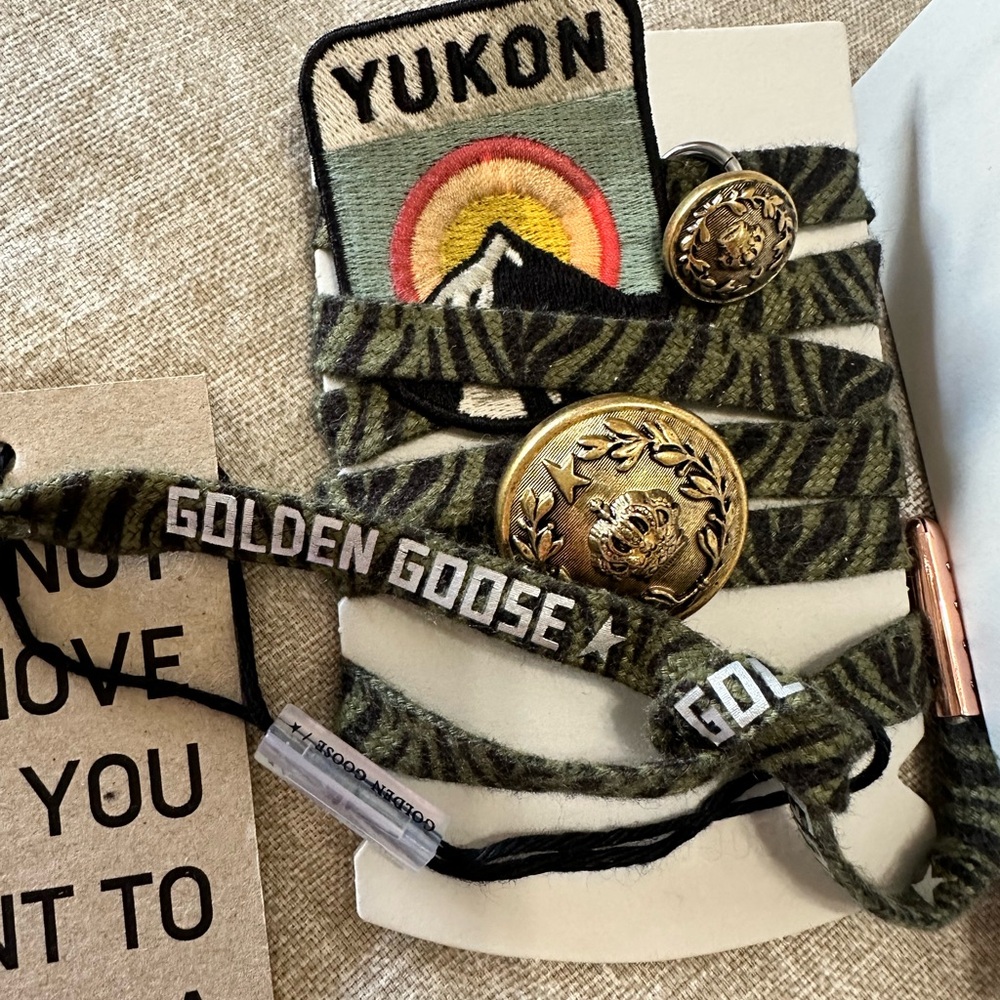 Golden Goose Green Shoes Laces and Bass charms and patch.